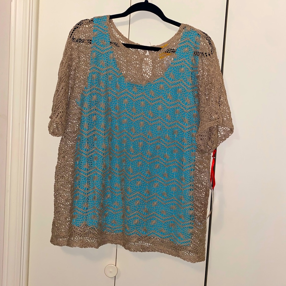 🍂♦️NWT Ruby Rd. Woman Netted Layered Top🍂 - Picture 2 of 10